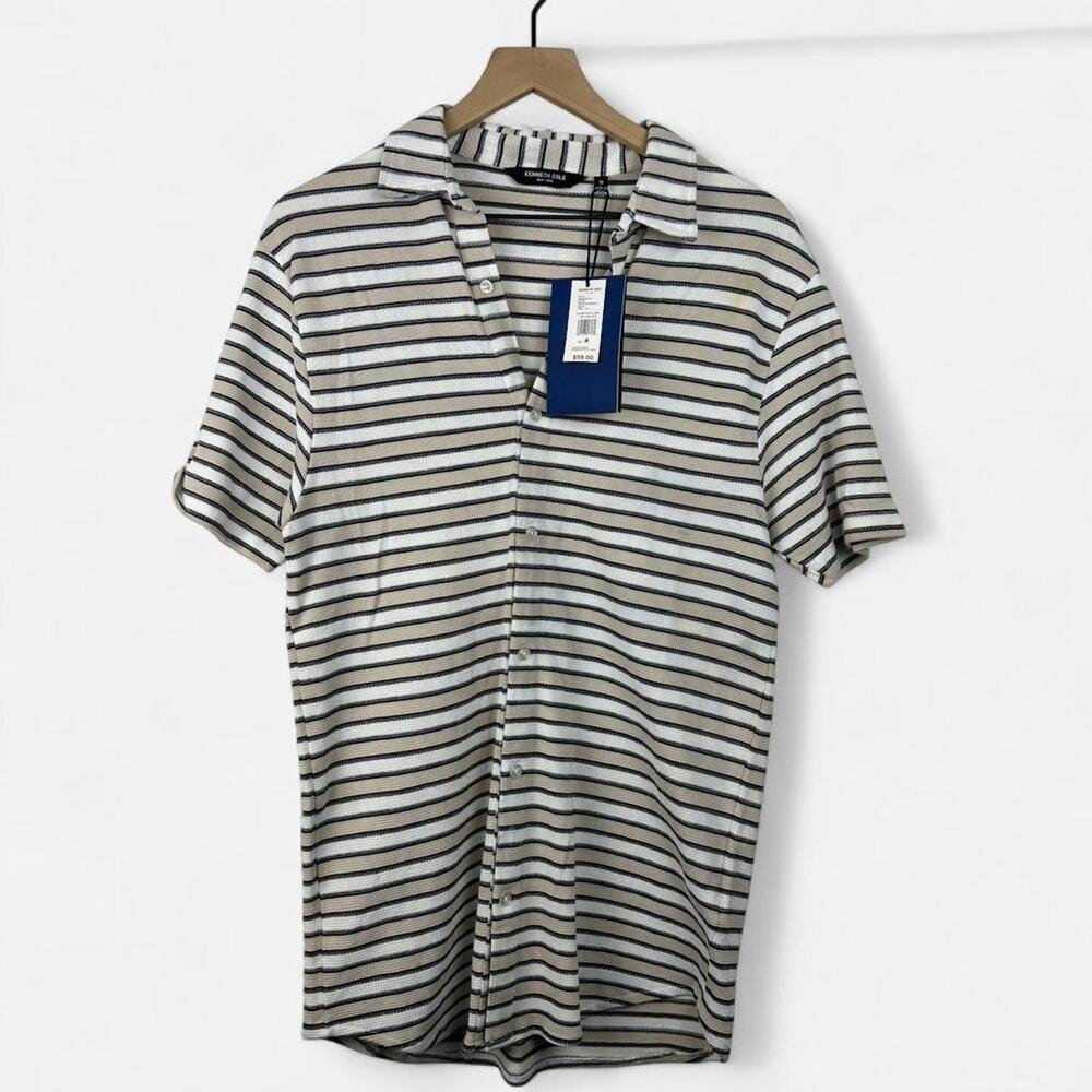 Nwt kenneth cole striped knit button up shirt